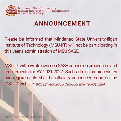 Official 2021 SASE Result (MSU Gen. Santos Campus) is .